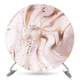 Lofaris Golden Pink Marbling Round Wedding Backdrop Cover